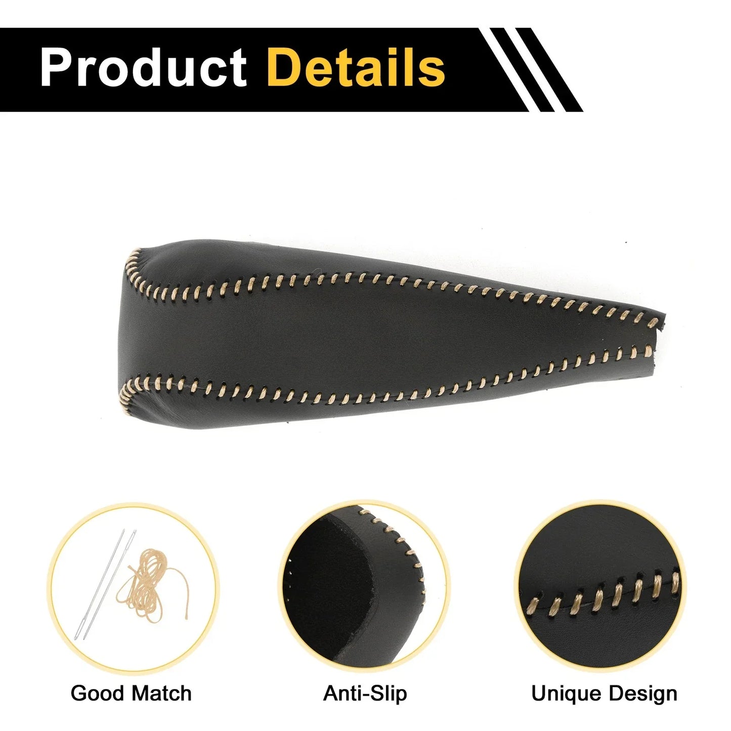Car Gear Shift Knob Cover for Honda Civic 2006-2011 Black Beige Faux Leather