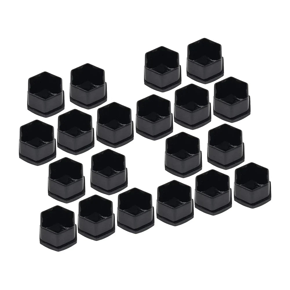 17mm Black Wheel Lug Nut Bolt Cover Caps 20Pcs for Audi