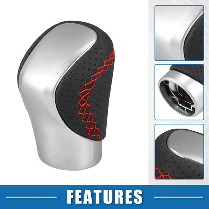 Automatic Gear Shift Knob Cover for Lexus - Silver Tone with Red Thread