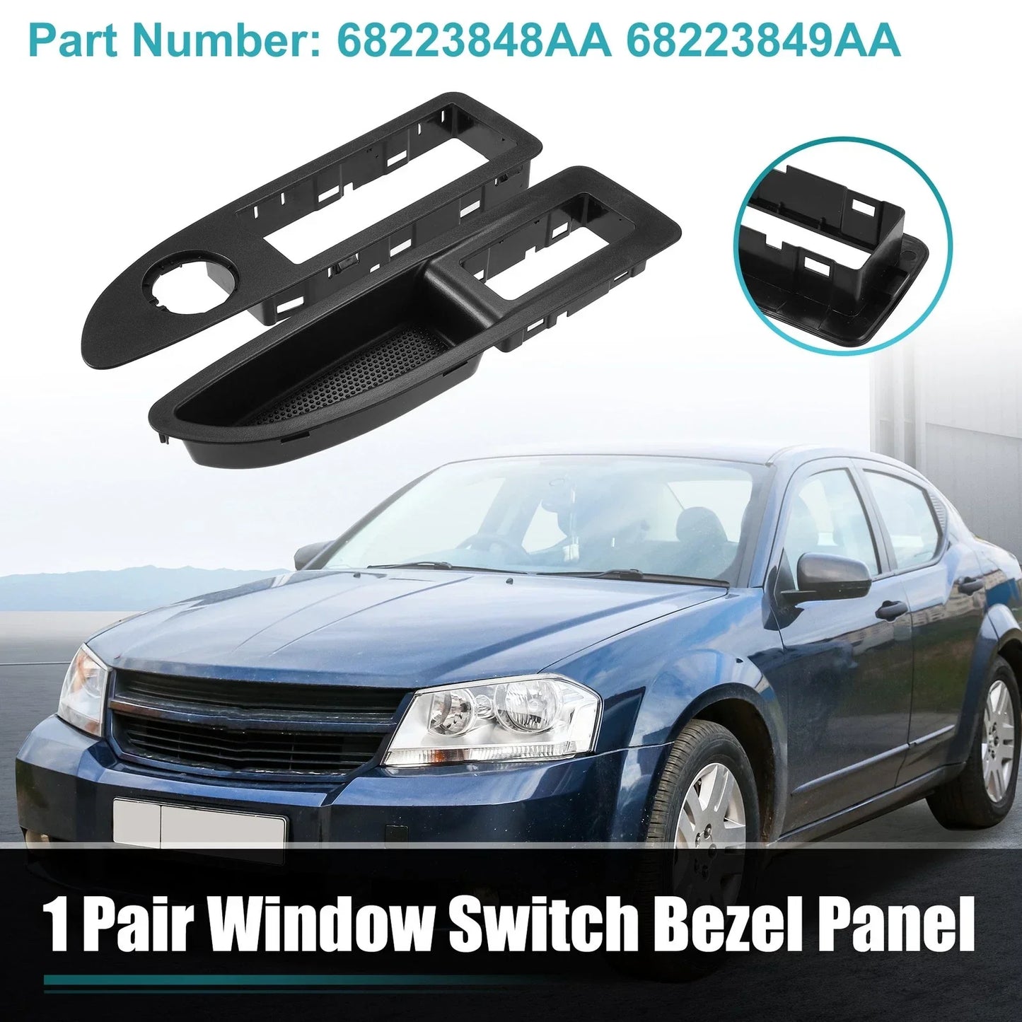 2 x Front Left & Right Door Window Switch Bezels for Dodge Avenger (2011-2014)