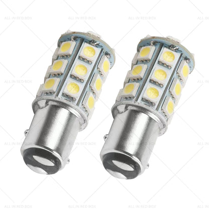 12V BA15D LED White 27 SMD 5050 Indicator Signal Lights for Caravan