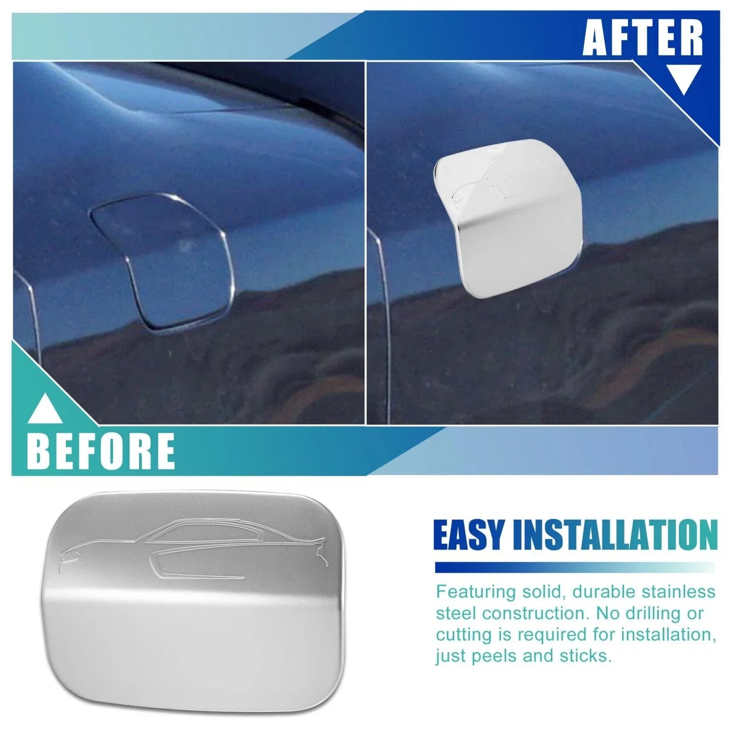 Silver Tone Fuel Tank Door Gas Filler Cap for Dodge Charger (2011-2021)