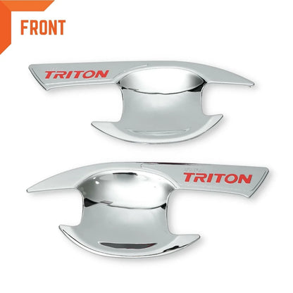 Chrome Red  Door Handle Insert Bowl Cup Trim for Mitsubishi Triton L200 (15-22)