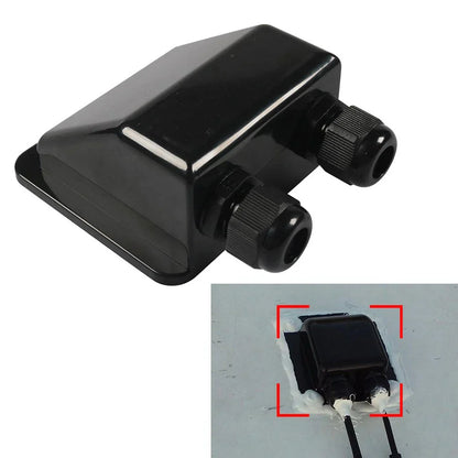 Double Wire Cable Entry Gland Box for Solar Panel RV Caravan Black