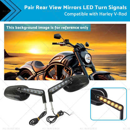 LED Turn Signal Rear View Mirrors for Harley Davidson V-Rod (2002-2017)