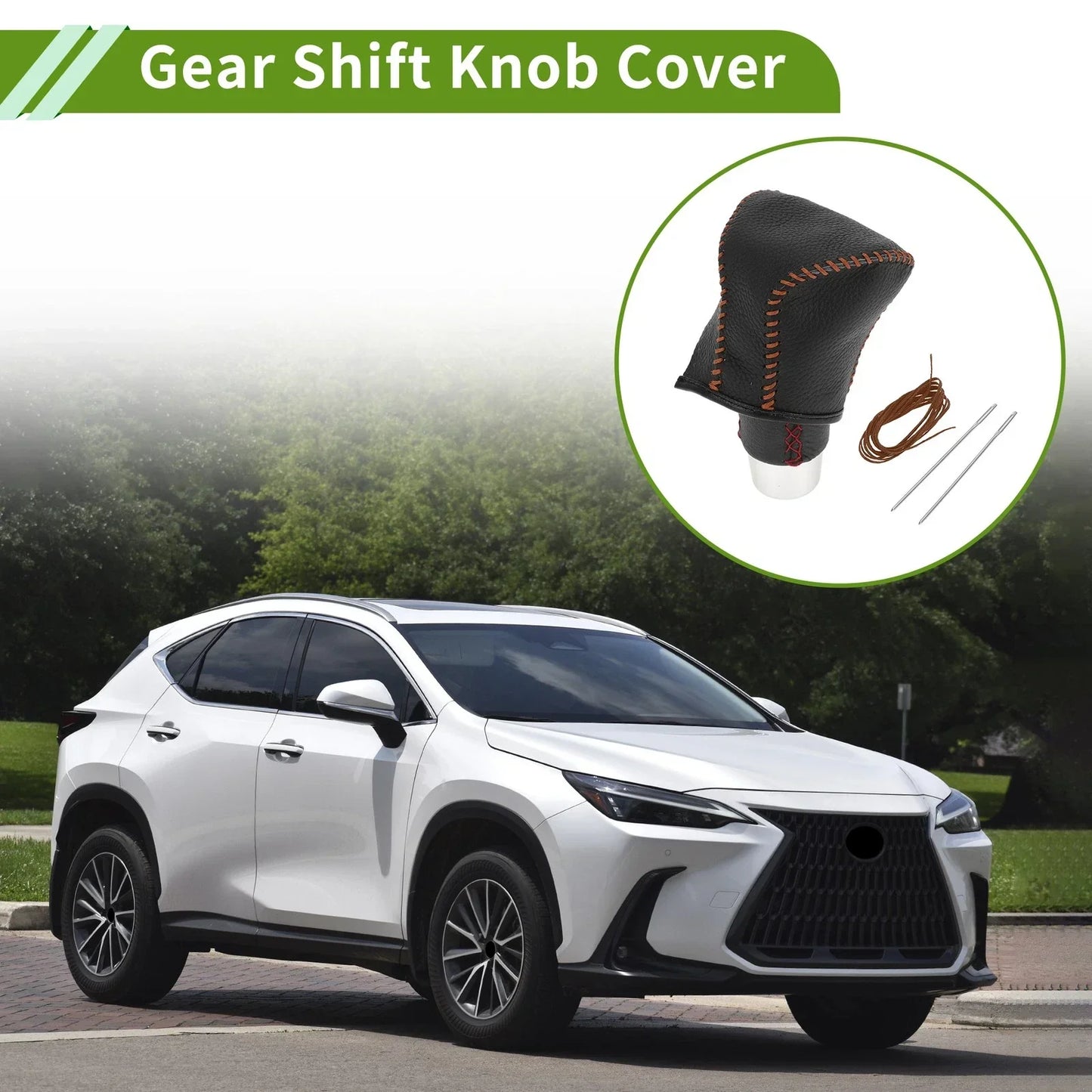 Car Gear Shift Knob Cover for Lexus ES300h 2018-2023 Pebbled Black Brown