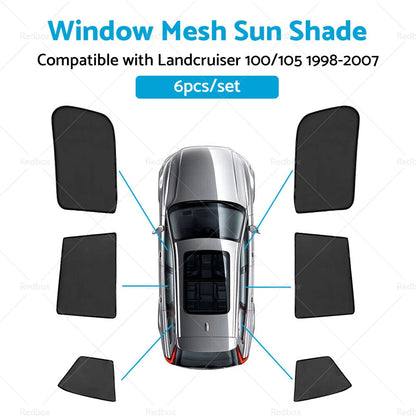 6 x Foldable Window Mesh Sun Shades for Land Cruiser 100/105 (1998-2007)