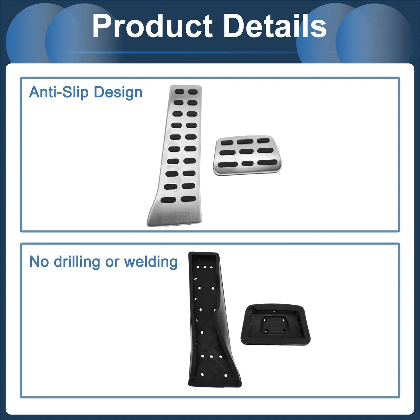Automatic Footrest Pedals Cover for Hyundai Tucson (2016-2023) Silver Tone