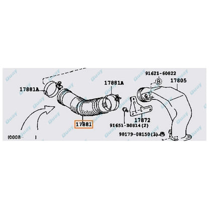 Rubber Air Cleaner Intake Hose for Hiace Van Diesel 1989-2000 (2 x)