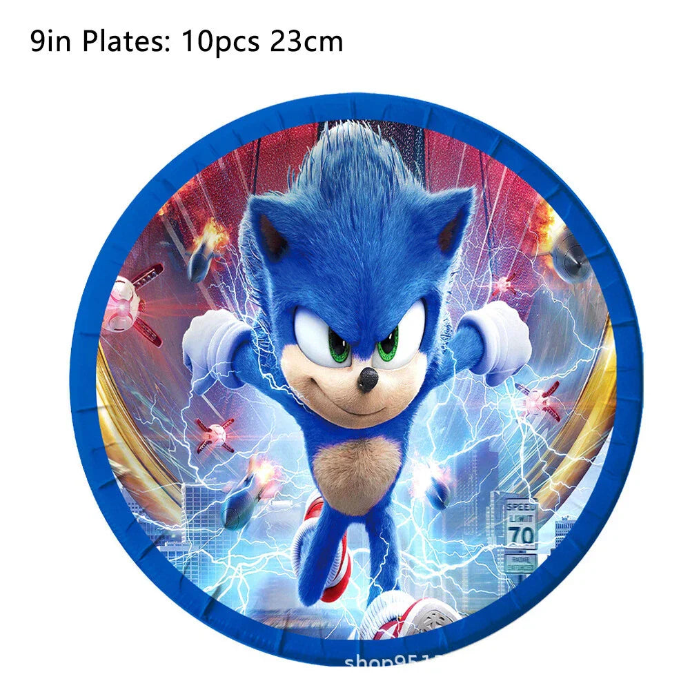 51pcs Sonic Birthday Party Supplies - Tablecloth, Plates, Napkins, Cups