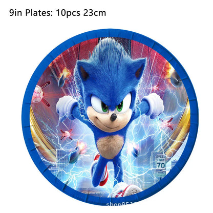 51pcs Sonic Birthday Party Supplies - Tablecloth, Plates, Napkins, Cups