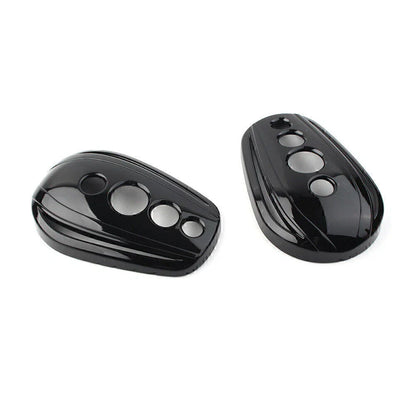 Black Oval Rearview Mirror Covers for Harley Dyna, Street Glide, Softail, Sportster