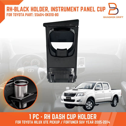 Black Right Dash Cup Holder for Toyota Hilux Ute Vigo MK6 MK7 Fortuner (05-15)