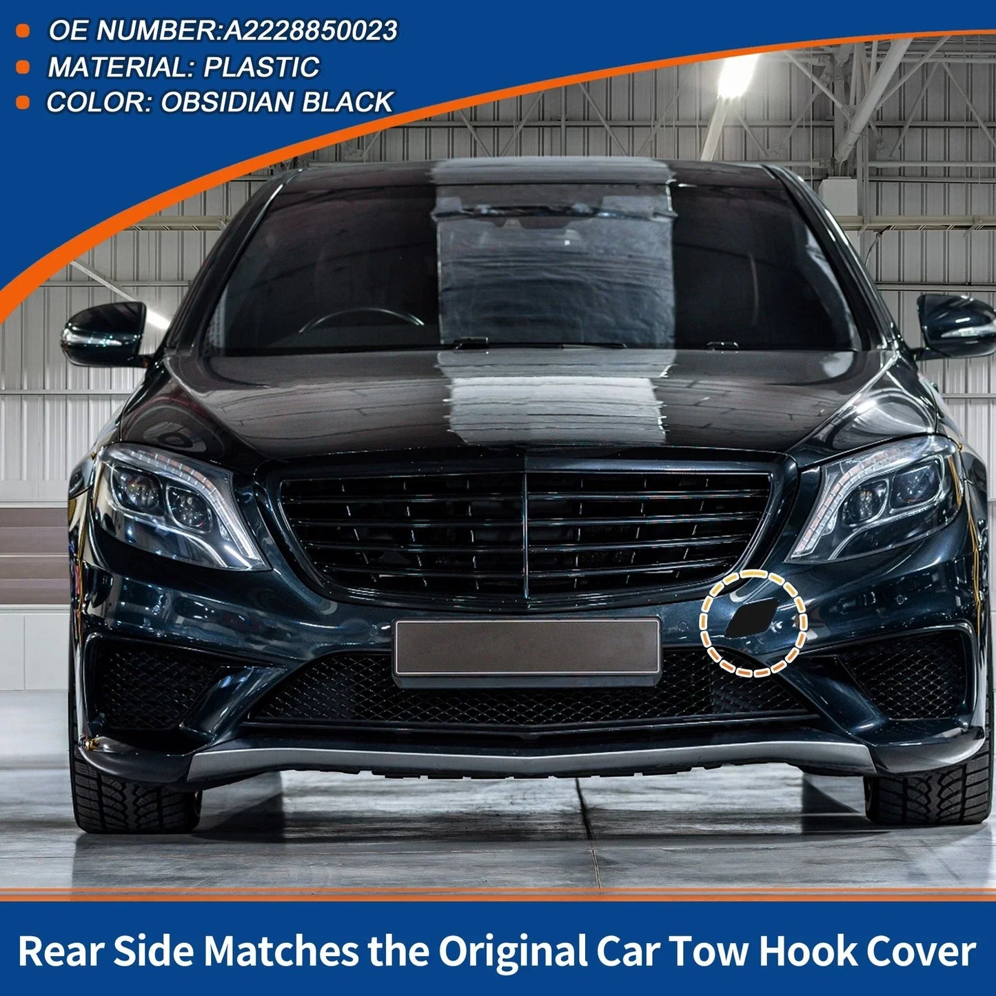 Bumper Tow Hook Cover for Mercedes W222 (2014-2020) - Obsidian Black