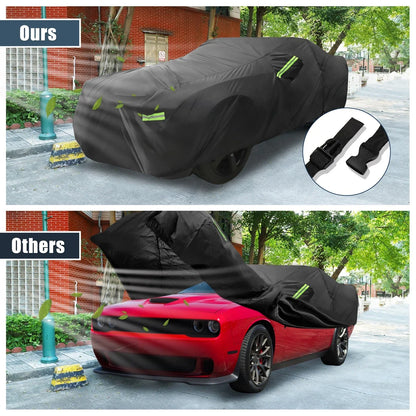 Waterproof Car Cover for Dodge Challenger 2008-2023 with Zipper, Black