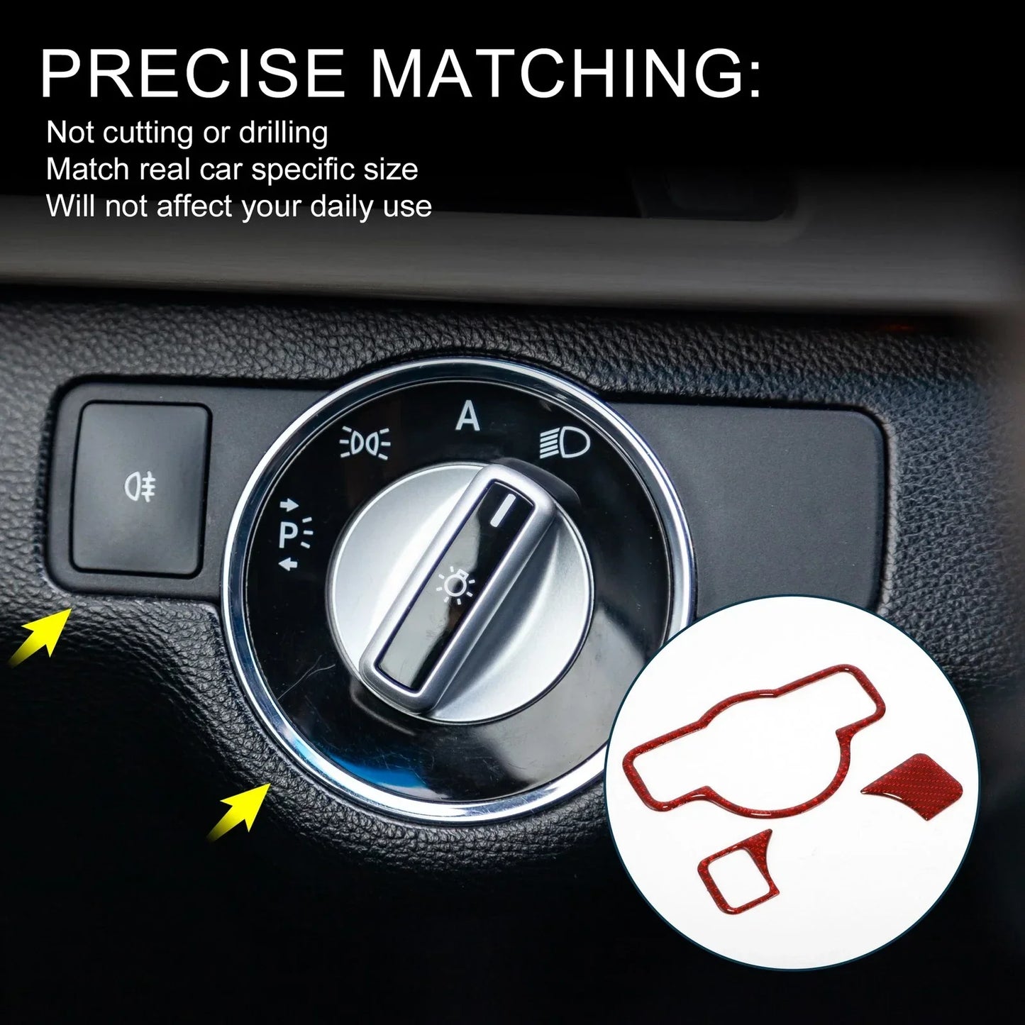 Headlight Switch Cover Sticker for Mercedes-Benz A B C E G Class CLA GLA (2013-2023)