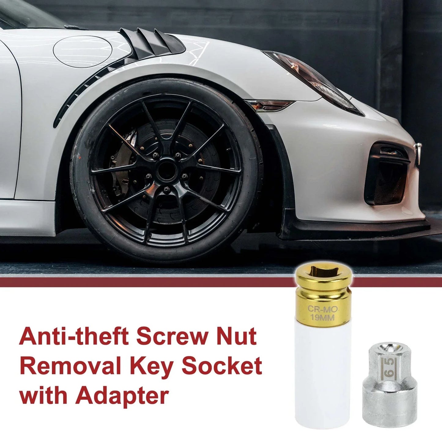 Set of 2 Wheel Lock Lug Nuts with Anti-theft Key for Porsche Cayenne