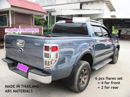 3" Matte Black Fender Flares Wheel Arches for Ford Ranger MK2 Wildtrak (2015-2018)