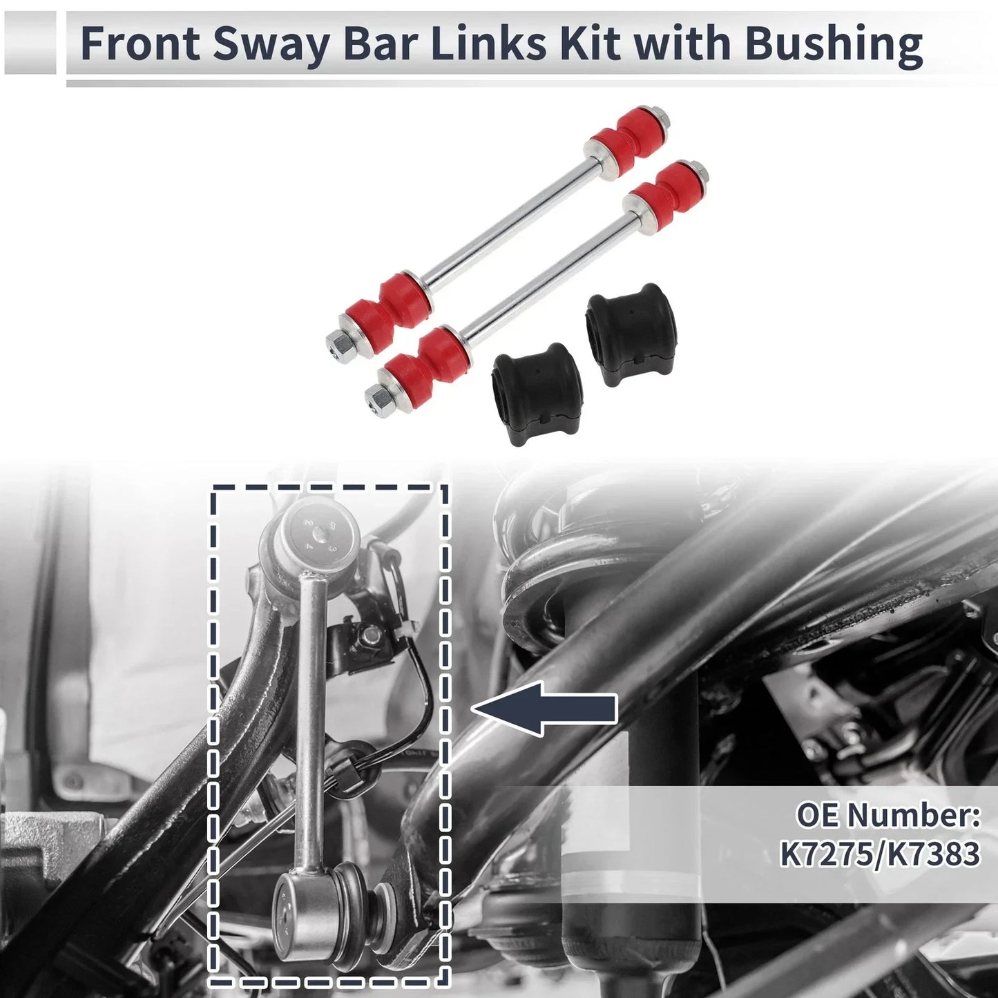Front Stabilizer Bar Link with 2 x Bushings for Dodge Ram 1500