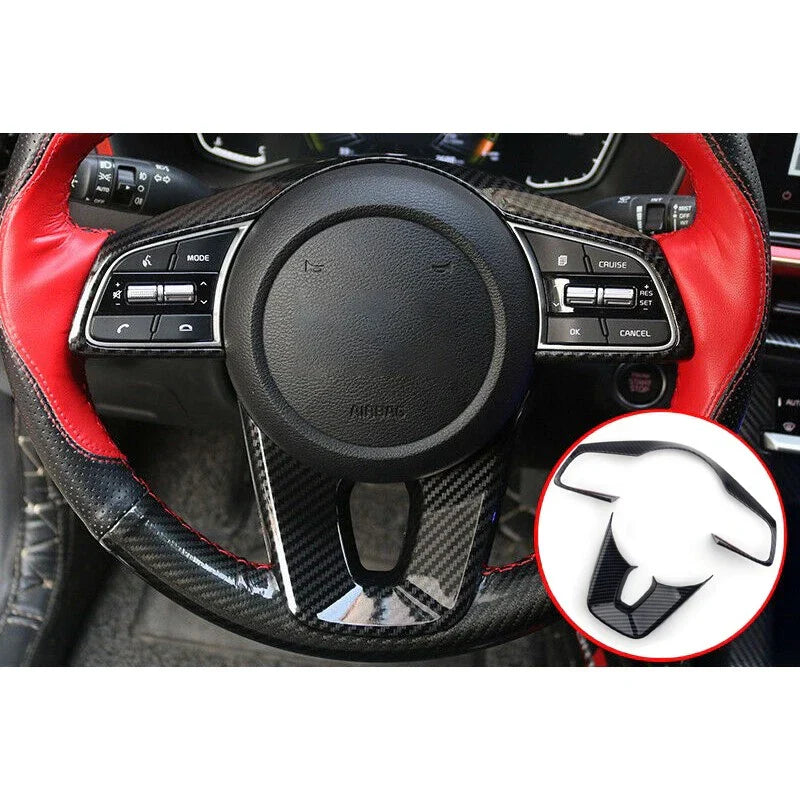 2 x Carbon Fiber Style Steering Wheel Covers for Kia Forte K3 (2019-2020)