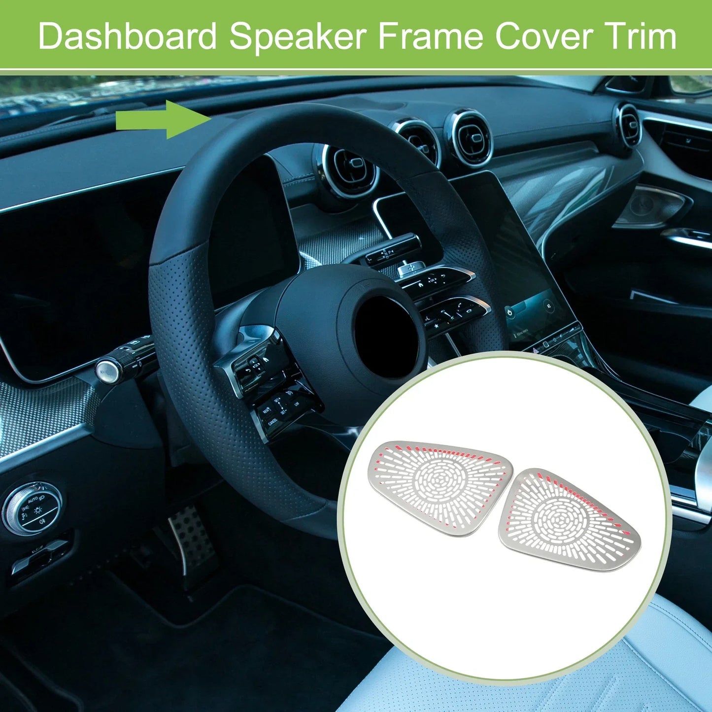 2 x Dashboard Speaker Frame Cover Trim for Mercedes Benz C-Class (2015-2021)