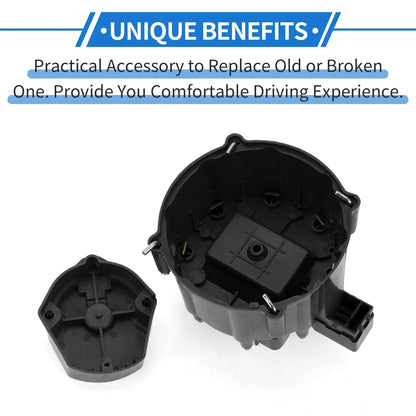 Distributor Cap Kit for Chevy GM SBC BBC 305 327 350 396 Black with Rotor