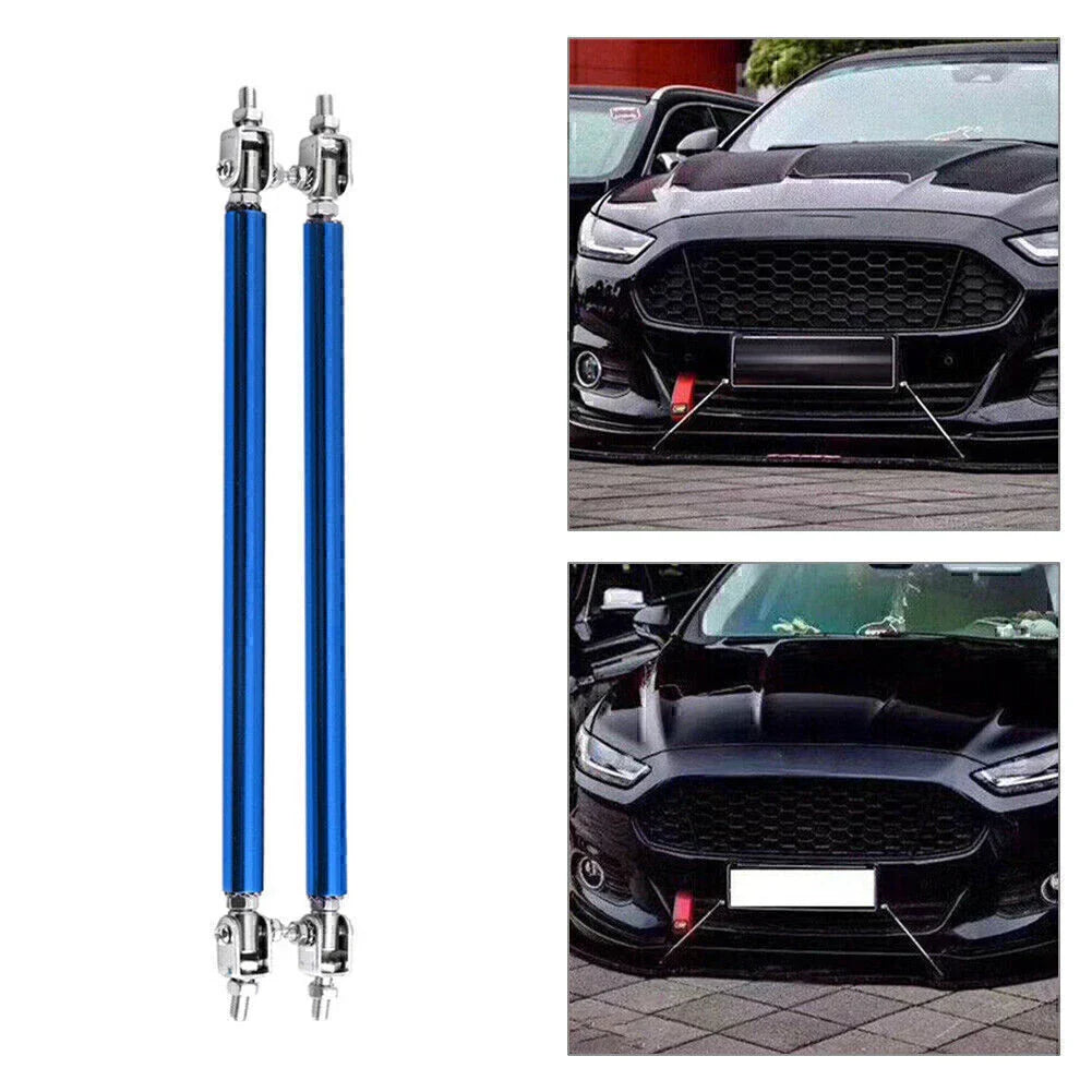Adjustable Front Bumper Lip Splitter Strut Rod Tie Support Bar for Universal Blue