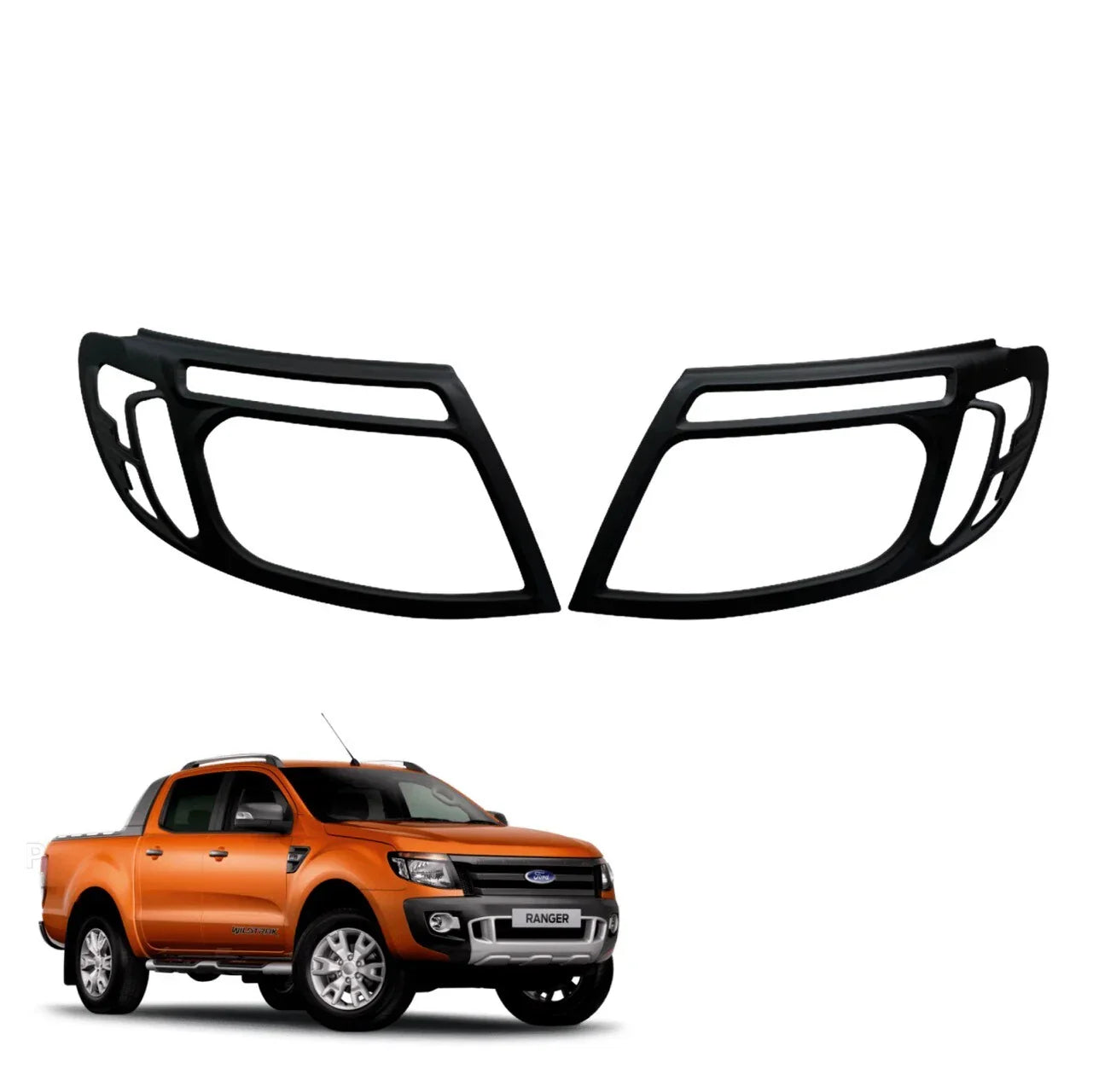 Matte Black Headlight Taillight Lamp Covers for Ford Ranger PX T6 (2011-2015)