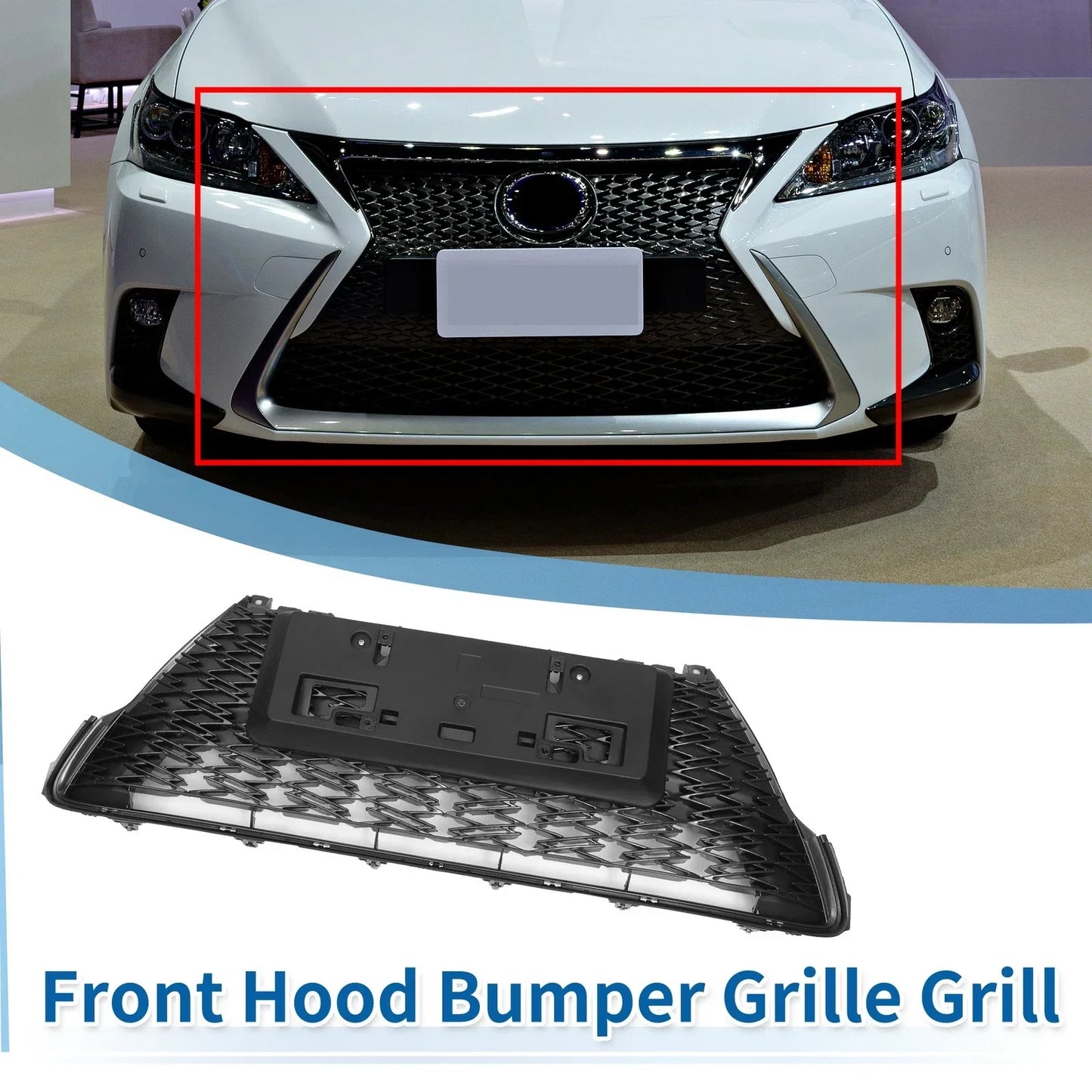 Front Lower Hood Bumper Grille for Lexus CT200h (2017) - Black