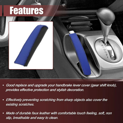 Faux Leather Handbrake Cover for Honda Civic 2006-2011 Black Blue