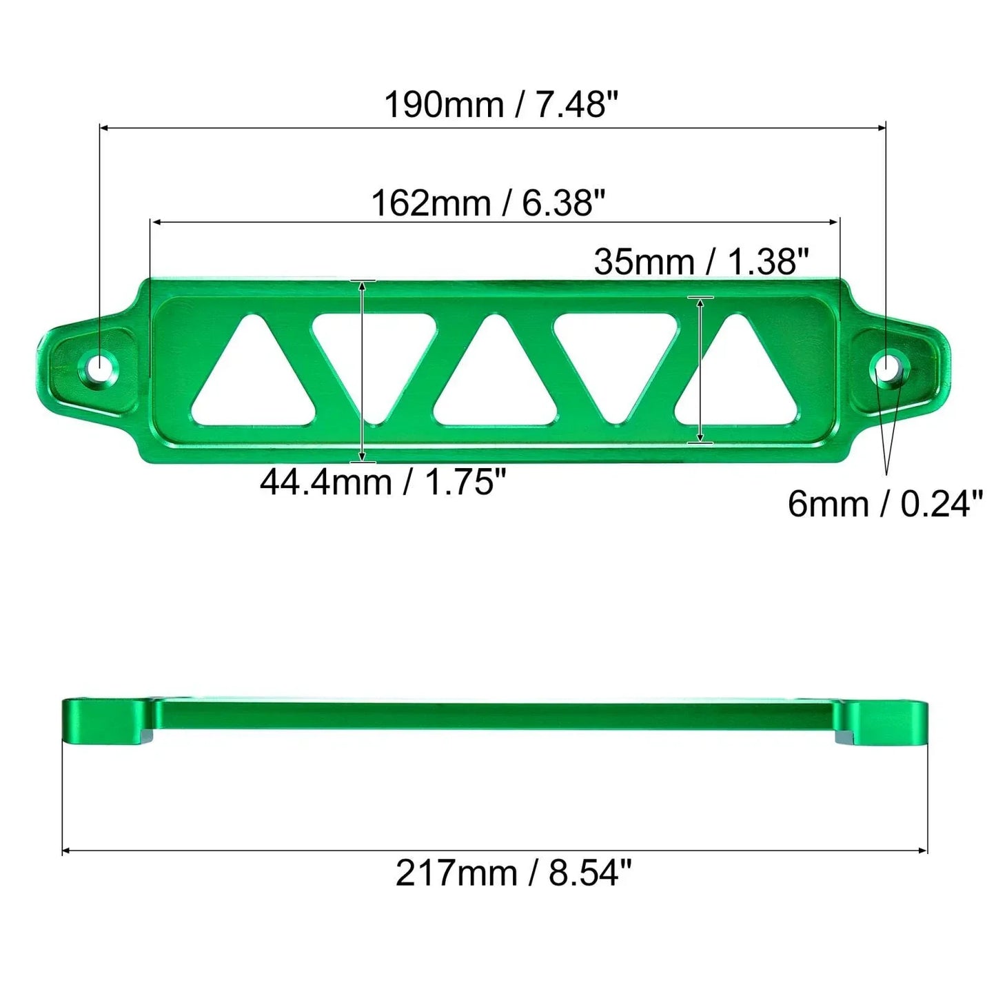 190mm Green Hollow Aluminum Alloy Car Battery Tie Down Bracket for Honda Civic