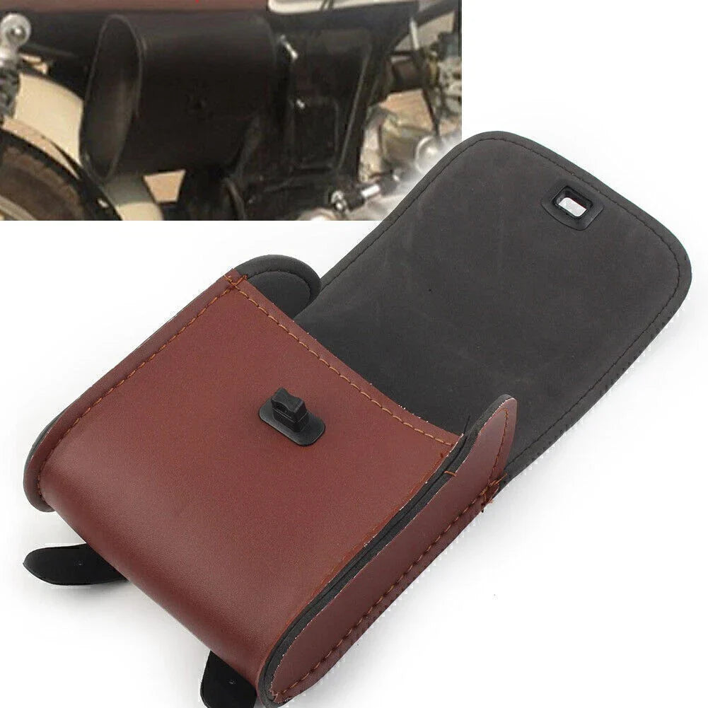 Saddle Luggage PU Leather Side Tool Bag for Universal Motorcycle - Brown