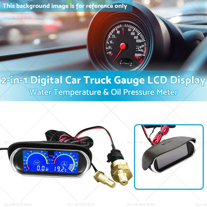 2-in-1 Digital Water Temp & Oil Pressure Gauge for Truck Car Voltmeter Display