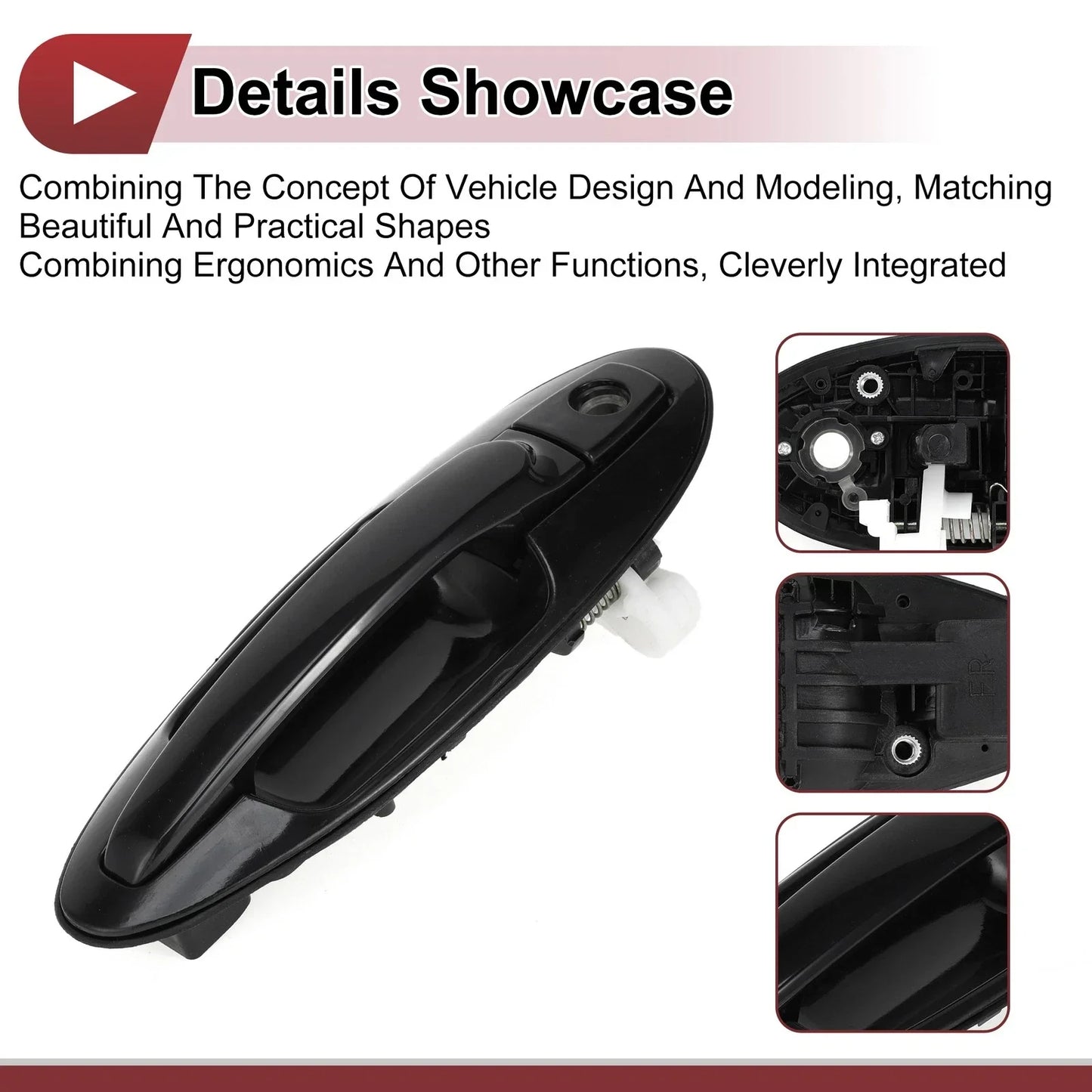 Exterior Door Handle for Hyundai Sonata Front Right Black ABS (2011-2014)
