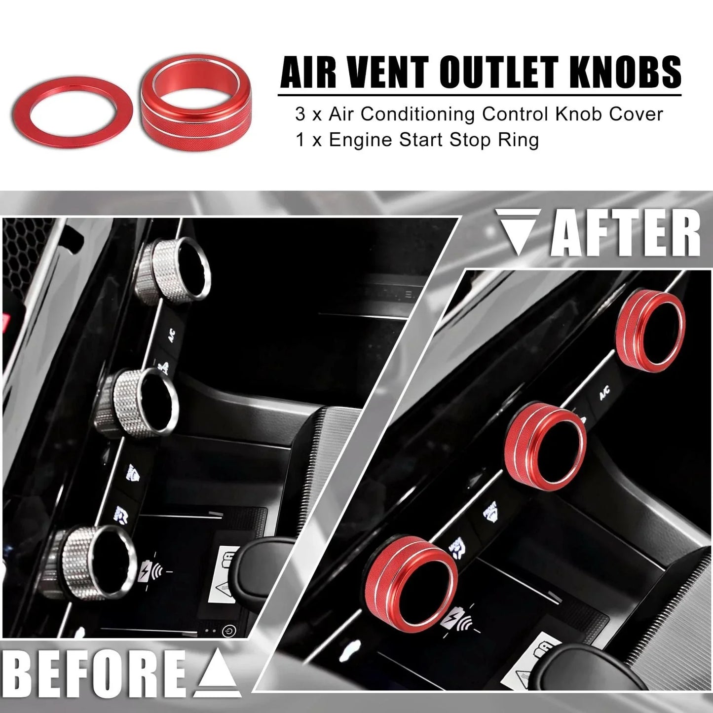4pcs Red Air Conditioner Shift Knob Covers for Honda Civic (2022)