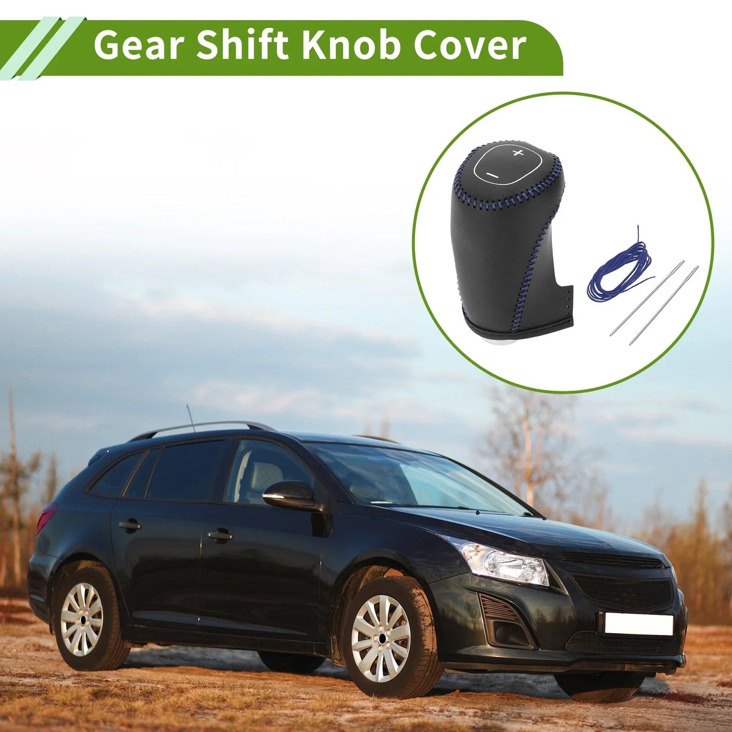 Car Gear Shift Knob Cover for Chevrolet Malibu (2016-2020) Black Blue