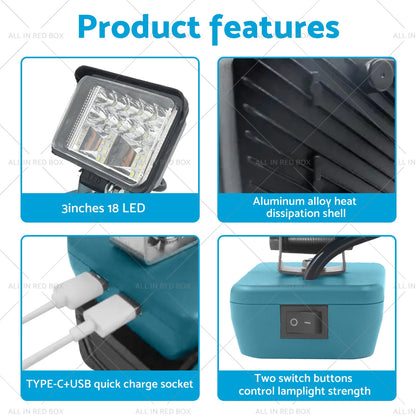 3in LED Work Light for Makita 18V Li-Ion Battery (2010-2023)