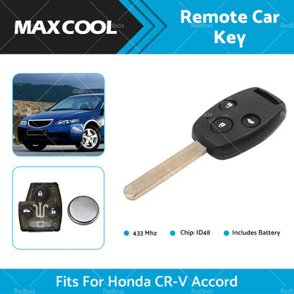 Remote Car Key 433MHz ID48 for Honda CR-V, Accord (2003-2011)