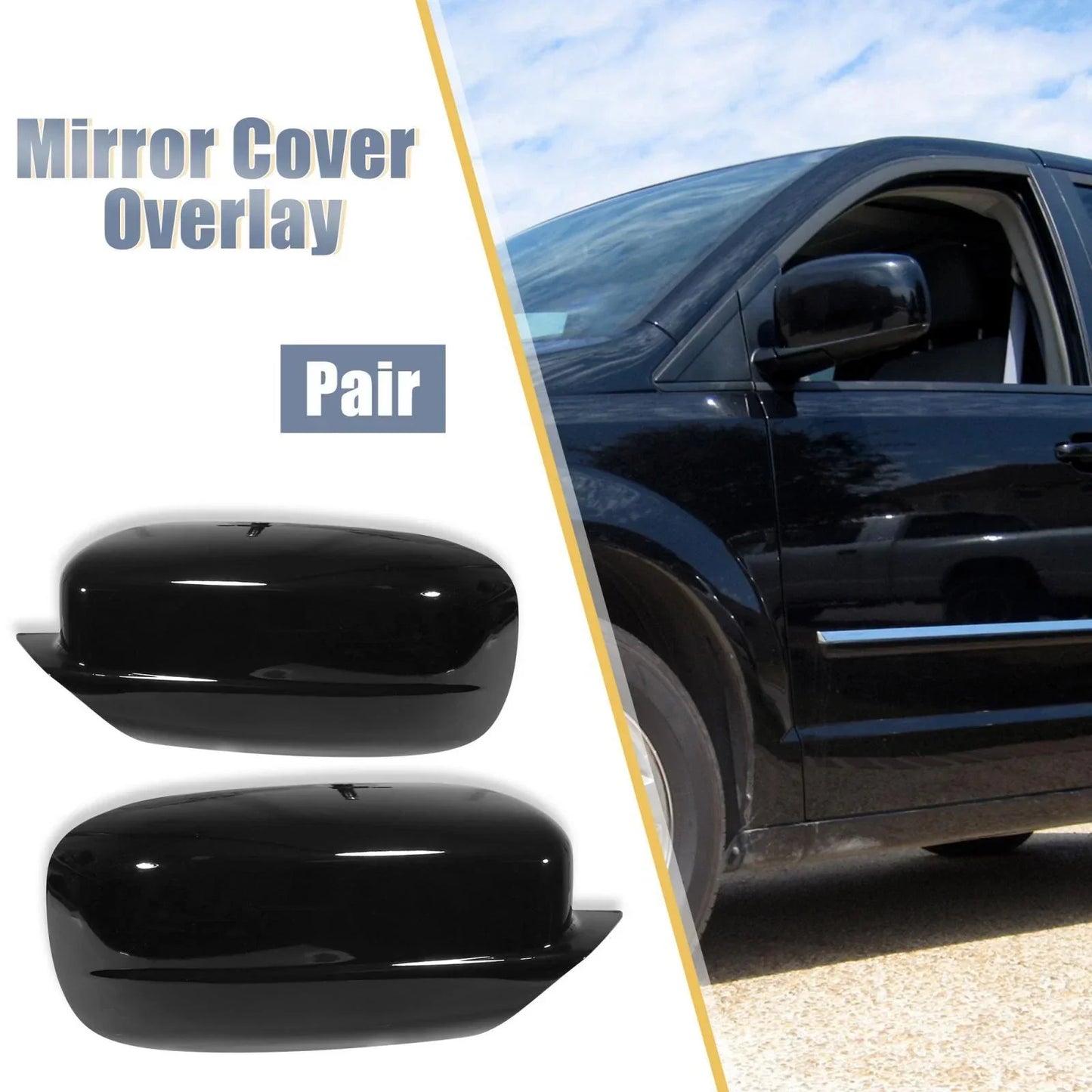 Glossy Black Side Mirror Covers for Chrysler 200/300, Dodge Charger (2011-2021)