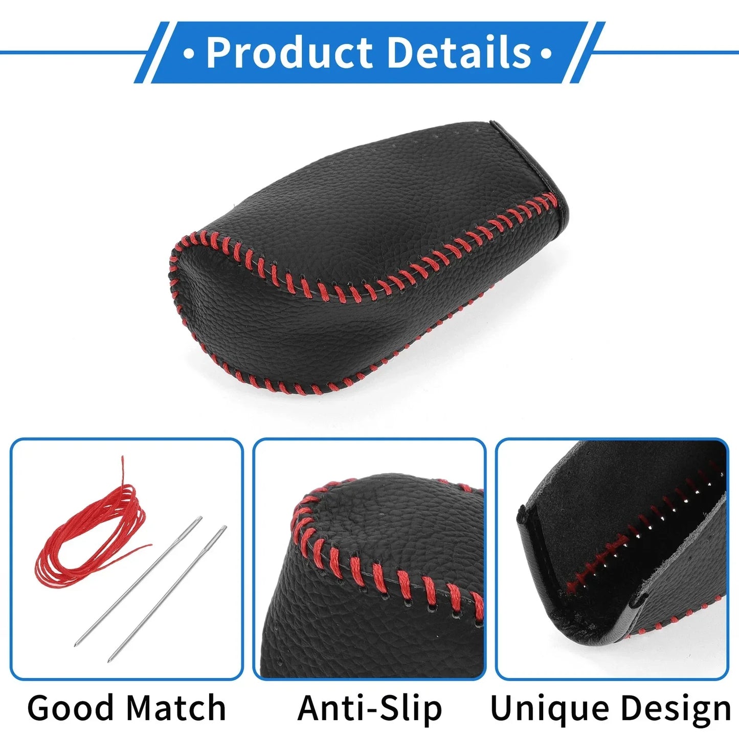 Car Gear Shift Knob Cover for Hyundai Tucson 2010-2013 - Pebbled Black Red