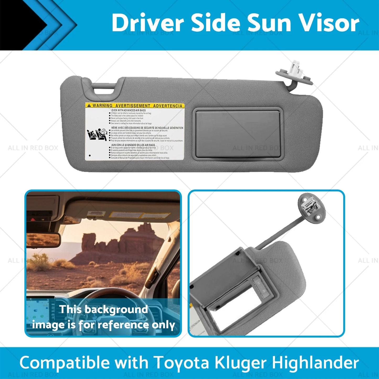 Right Driver Side Sun Visor with Vanity Light for Toyota Kluger (2014-2019)
