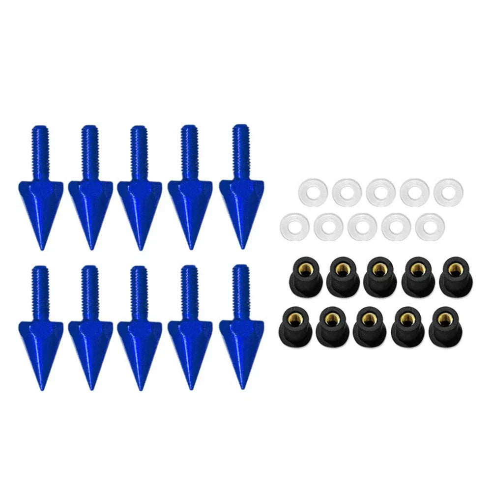 10Pcs Blue Windshield Screws & 5MM Bolts for Motorcycle