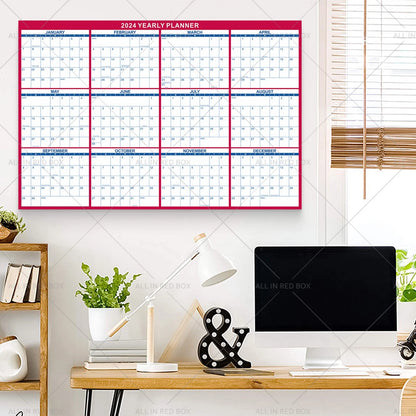 24 x 36in 2024 Dry Erase Wall Calendar Planner - Red (2024)
