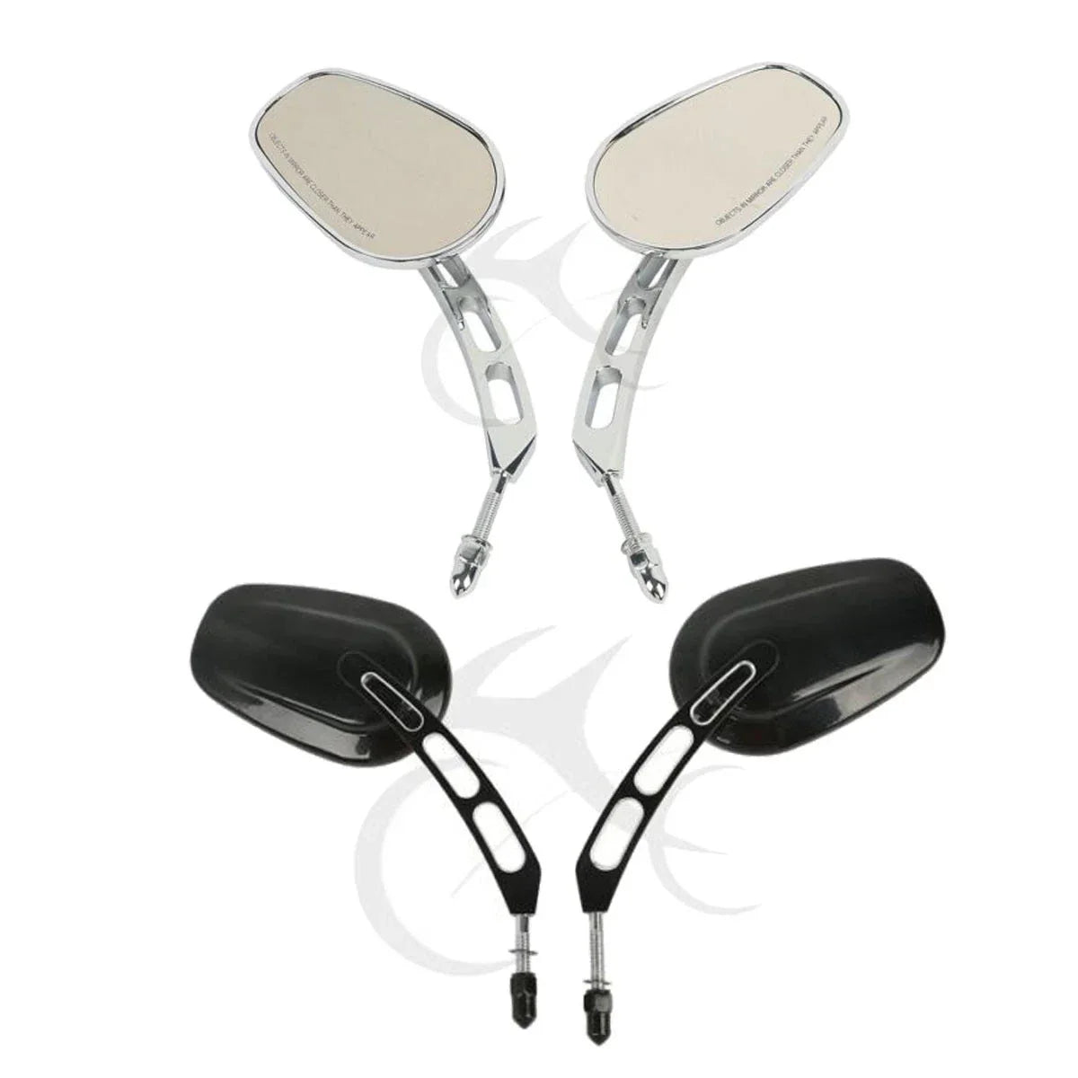 8mm Black/Chrome Rearview Mirrors for Harley Fat Bob Softail Deluxe (2008-2016)