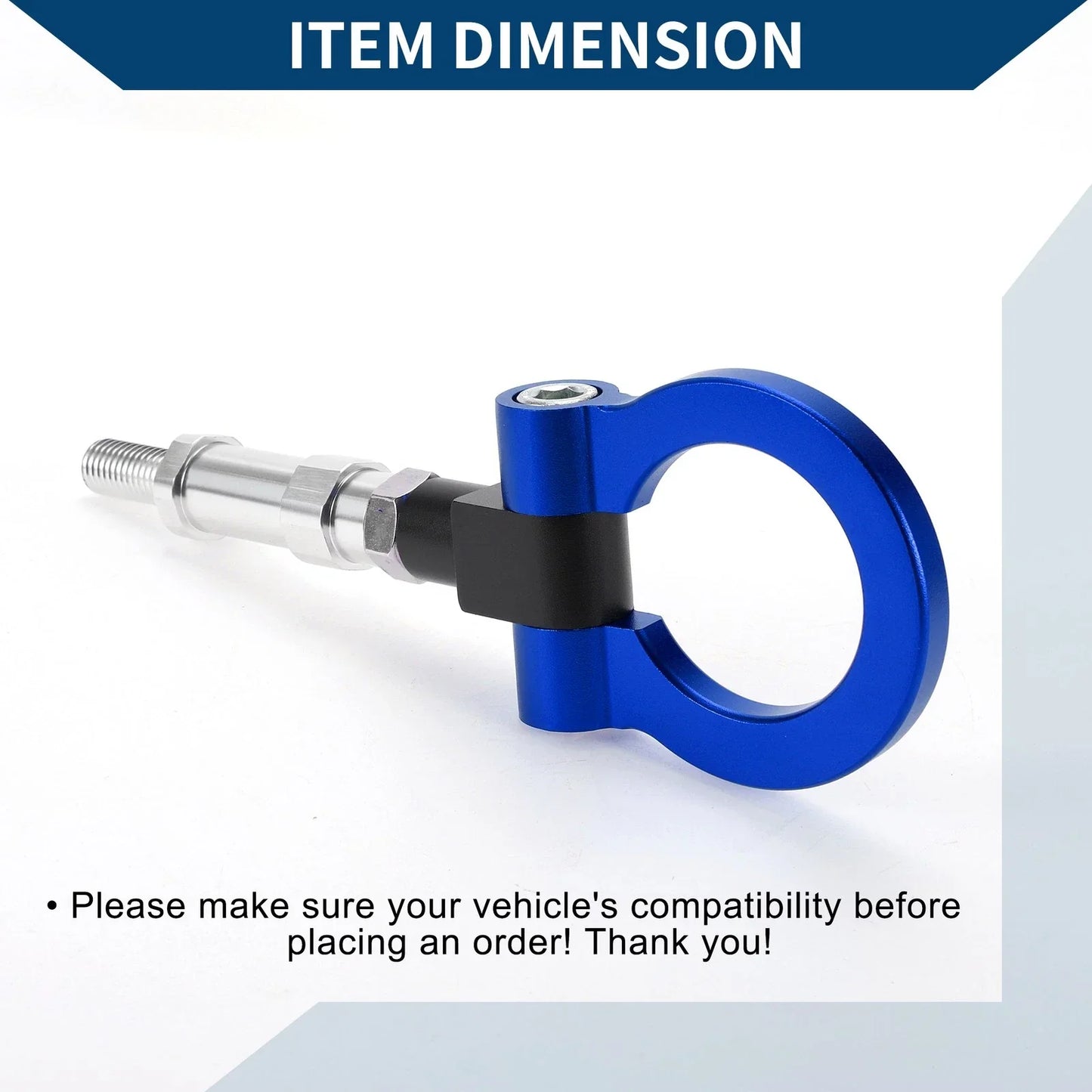 Tow Hook Ring 23.0cm for Honda S2000 (2000-2009) - Metal Towing Hook, Blue