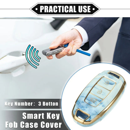 Key Fob Cover for Hyundai Accent Tucson 3 Button TPU Blue ()