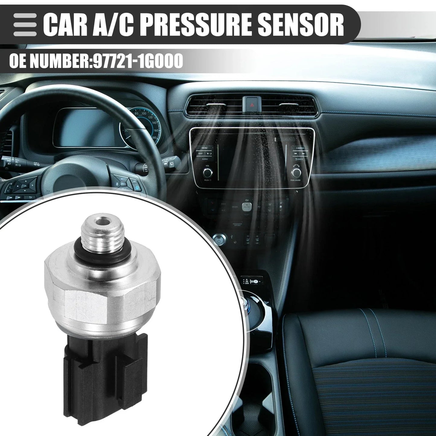 A/C Pressure Transducer Valve for Hyundai Accent (2012-2017) Metal Black