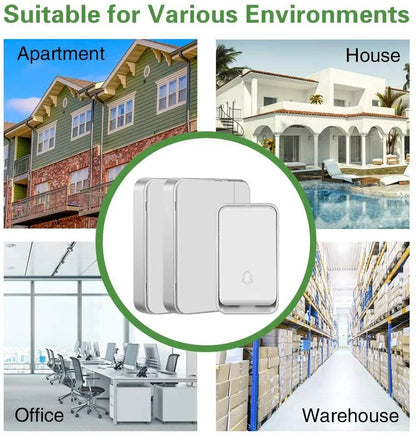 Self-Powered IPX7 Waterproof Wireless Doorbell Chime for Home