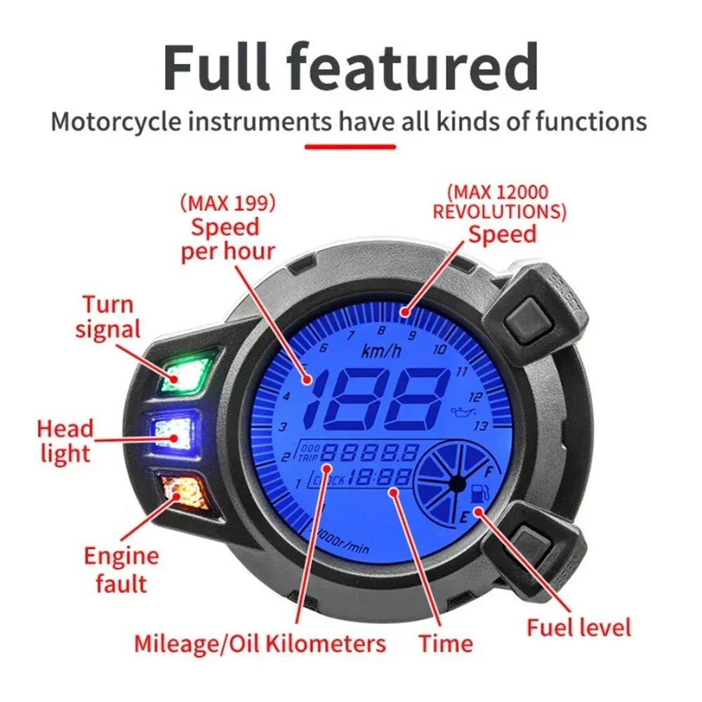 7 Color Adjustable LCD Digital Tachometer for MBK 125 YW125