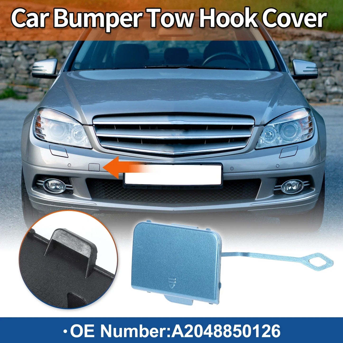 Front Car Bumper Tow Hook Cover for Mercedes-Benz C-Class (2008-2011)